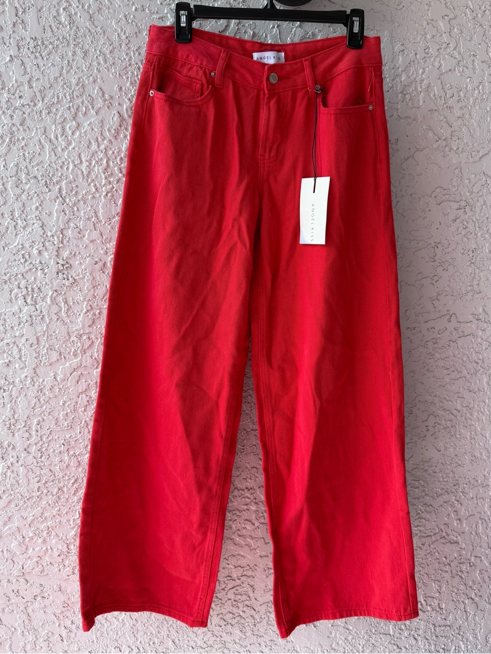 Angel Kiss Junior’s Wide Leg Mid Rise bright red denim jeans size 5